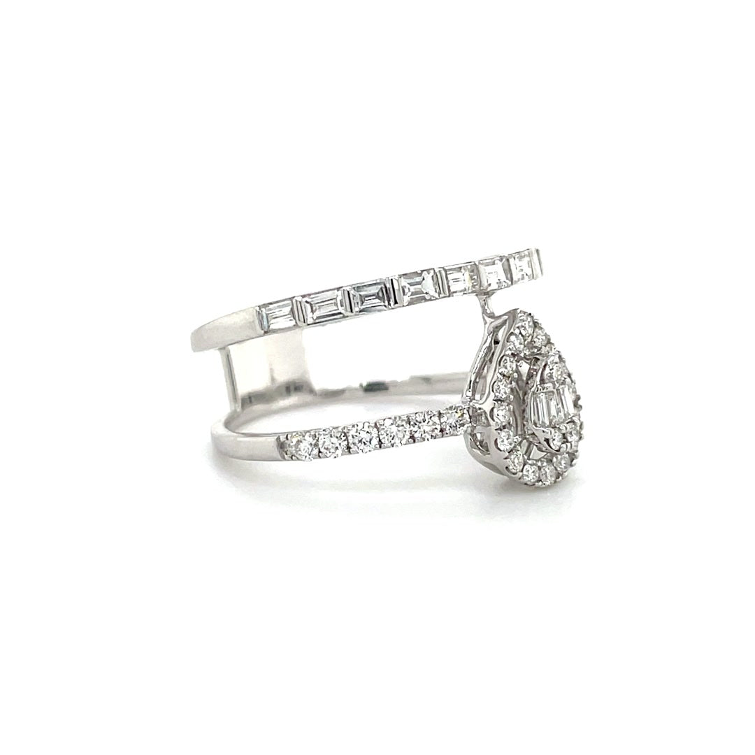 Double Band Pear-Shaped Diamond Halo Ring Diamonds House