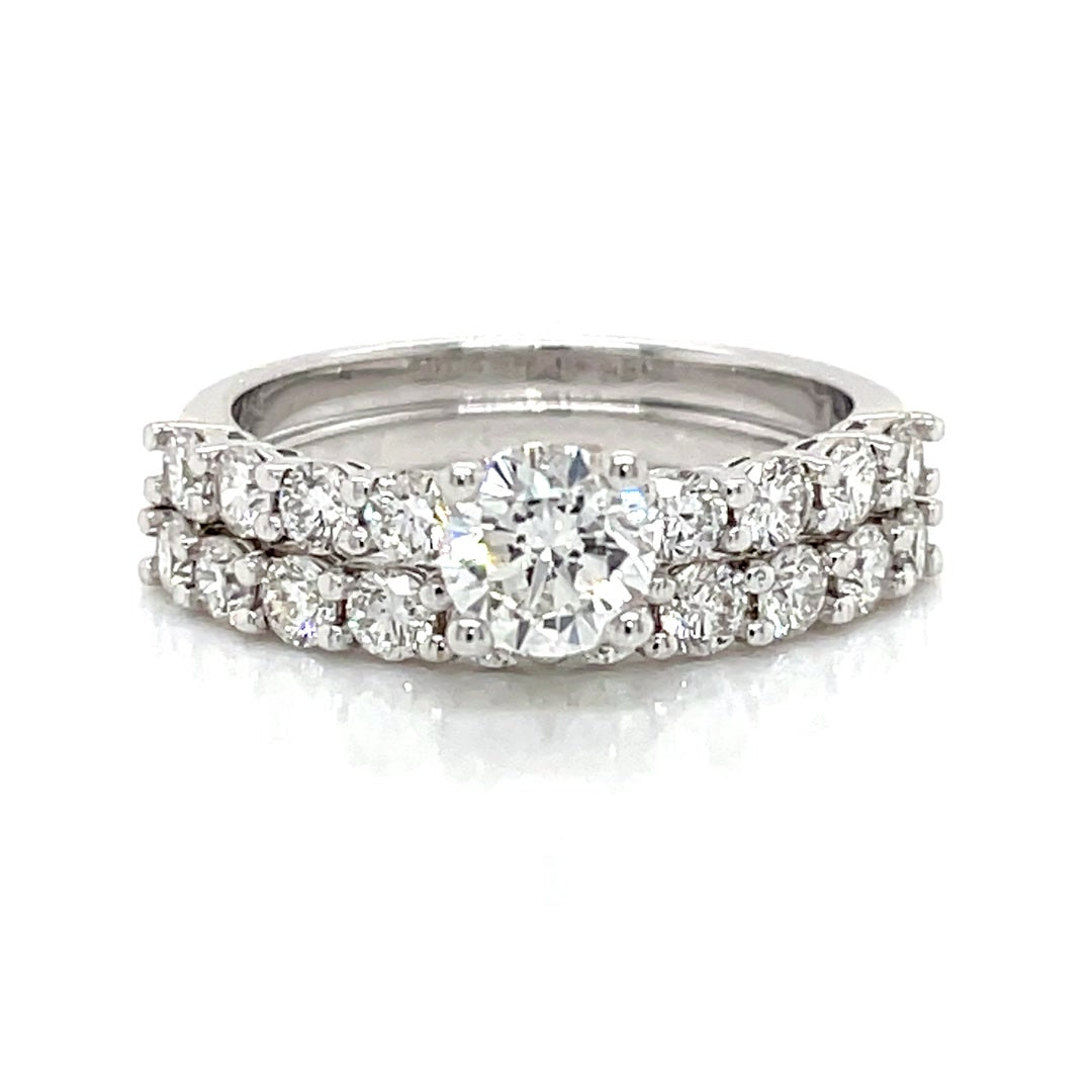 Solitaire Round Brilliant Diamond Engagement Ring and Wedding Band 1.90 Ct Diamonds House