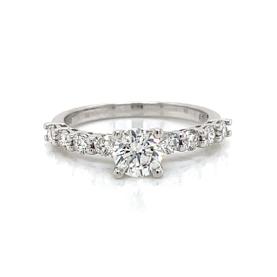 Half Eternity Solitaire Round Brilliant Diamond Engagement Ring 1.20 Ct Diamonds House