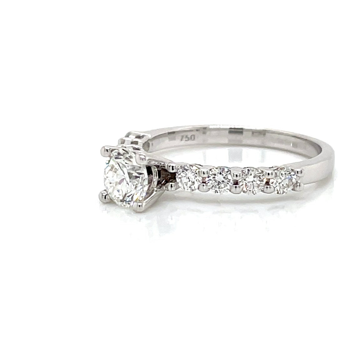 Half Eternity Solitaire Round Brilliant Diamond Engagement Ring 1.20 Ct Diamonds House