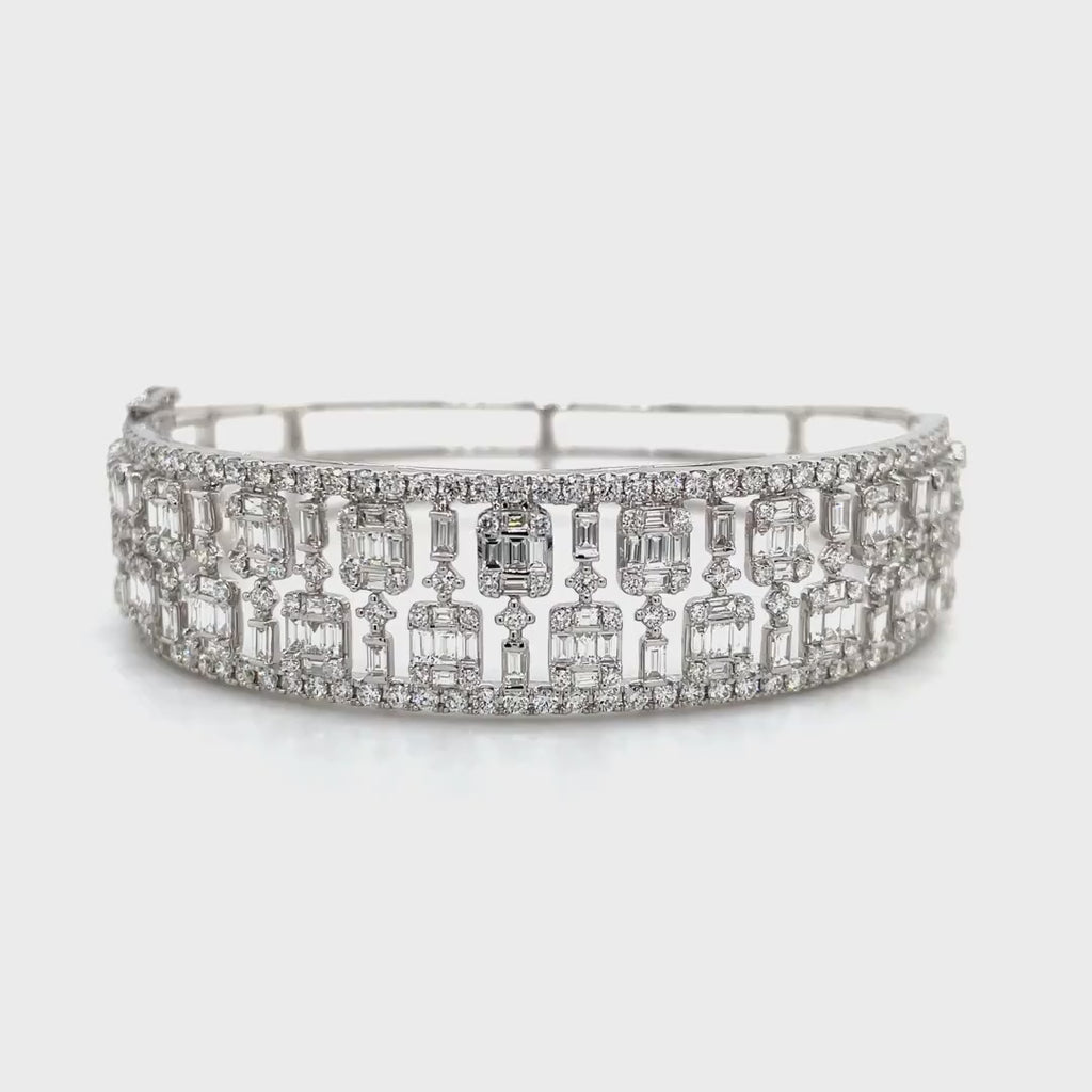 Majestic Two-Row Diamond Bangle with Spaced Baguettes Diamonds House