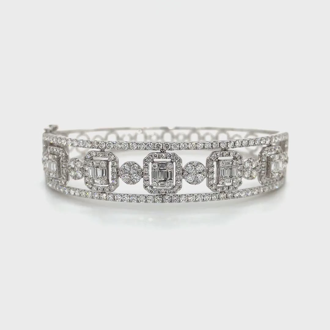 Duchess Diamond Bangle with Spaced Baguette and Round Clusters Diamonds House