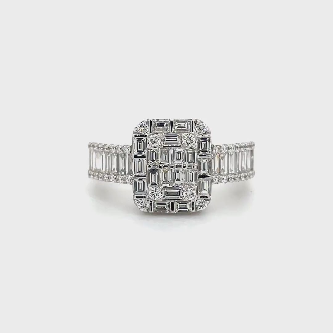 Bold Baguette Diamond Square Cluster Ring Diamonds House