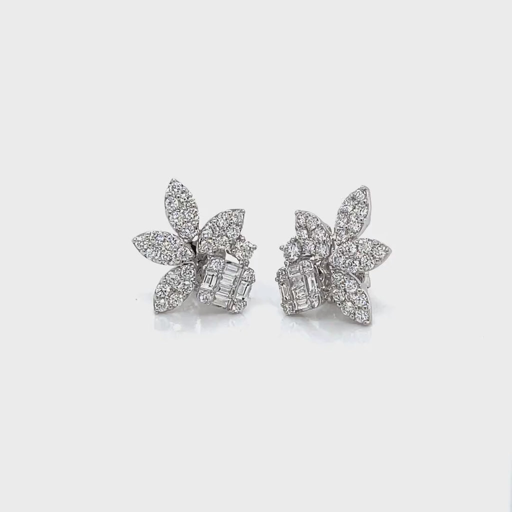 Pavé Diamond Leaf Earrings Diamonds House