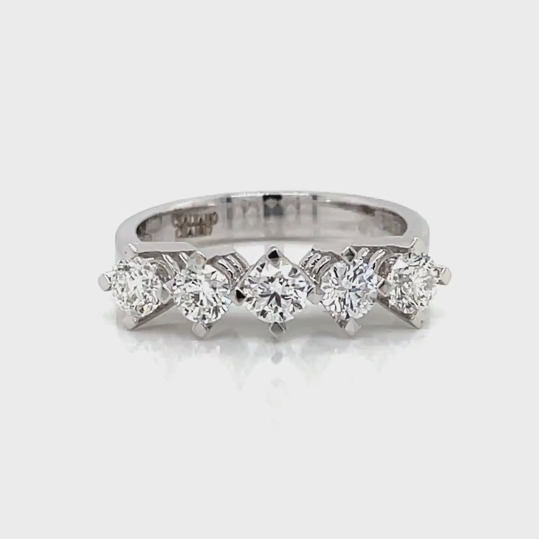 Five-Stone Round Brilliant Diamond Wedding Band 1.00 Ct Diamonds House