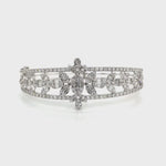 Ornate Diamond Bangle with Floral and Baguette Oval Centerpiece Diamonds House