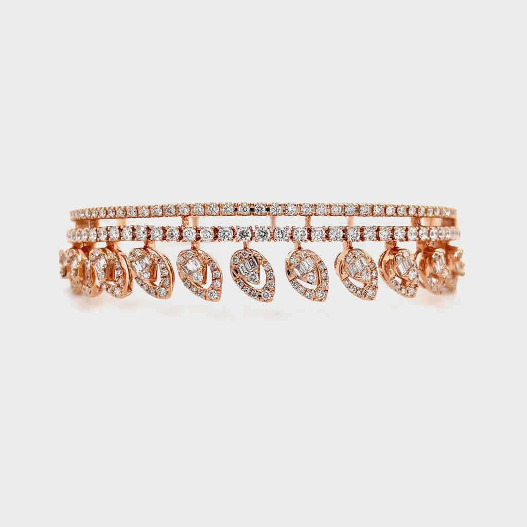 Regal Triple-Row Diamond Bangle in Rose Gold Diamonds House