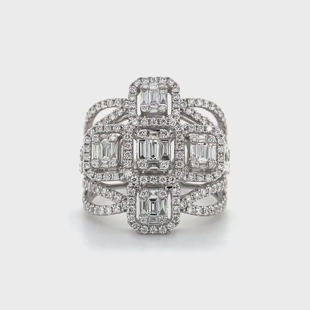 Regal Mosaic Baguette-Cut Diamond Ring Diamonds House