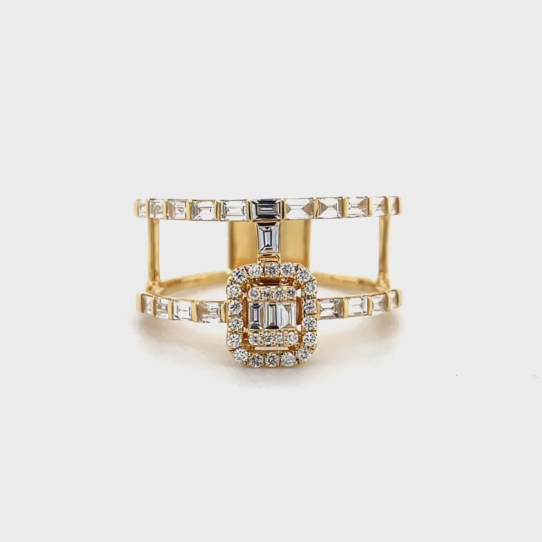 Two-Row Baguette Diamond Cage Ring Diamonds House