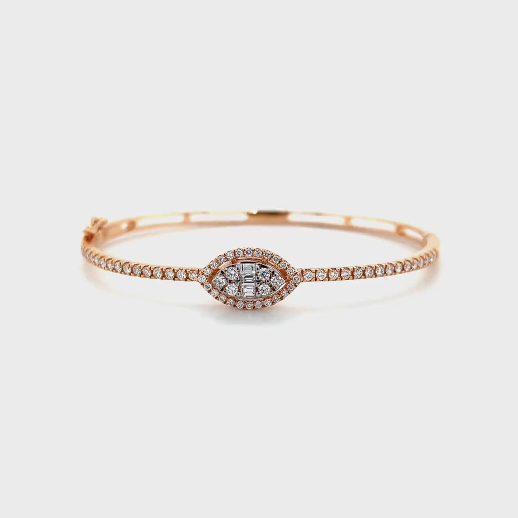 Half Eternity Halo Marquise Sleek Bangle Diamonds House