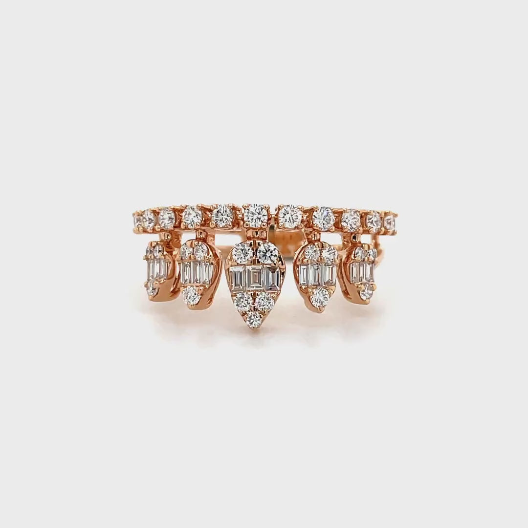 Regal Raindrops Rose Gold Ring Diamonds House