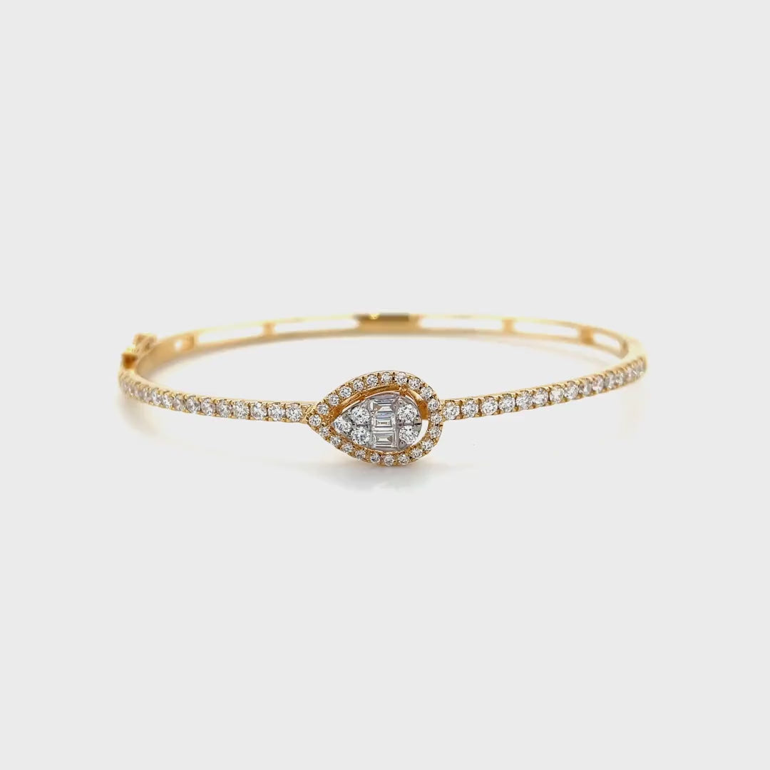 Half Eternity Halo Side Pear Sleek Bangle Diamonds House