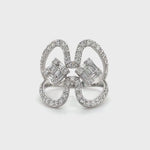 Quatrefoil Diamond Baguette Openwork Ring in White Gold Diamonds House