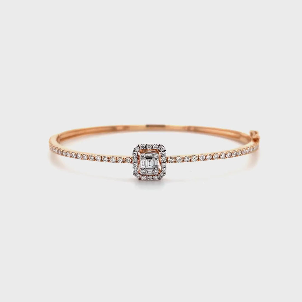 Half Eternity Halo Square Diamond Baguette Bangle Diamonds House