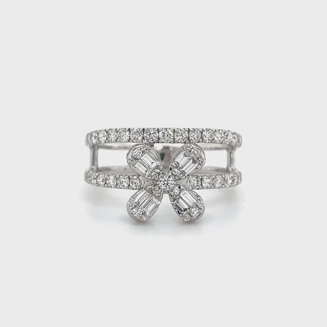 Classic Flower Diamond Double Band Ring Diamonds House