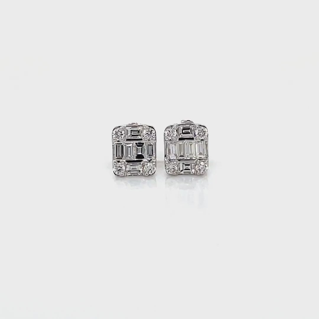 Square Baguette Diamond Stud Earrings Diamonds House