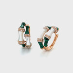 Diamond Hoop Earrings with Malachite and White Enamel Diamonds House