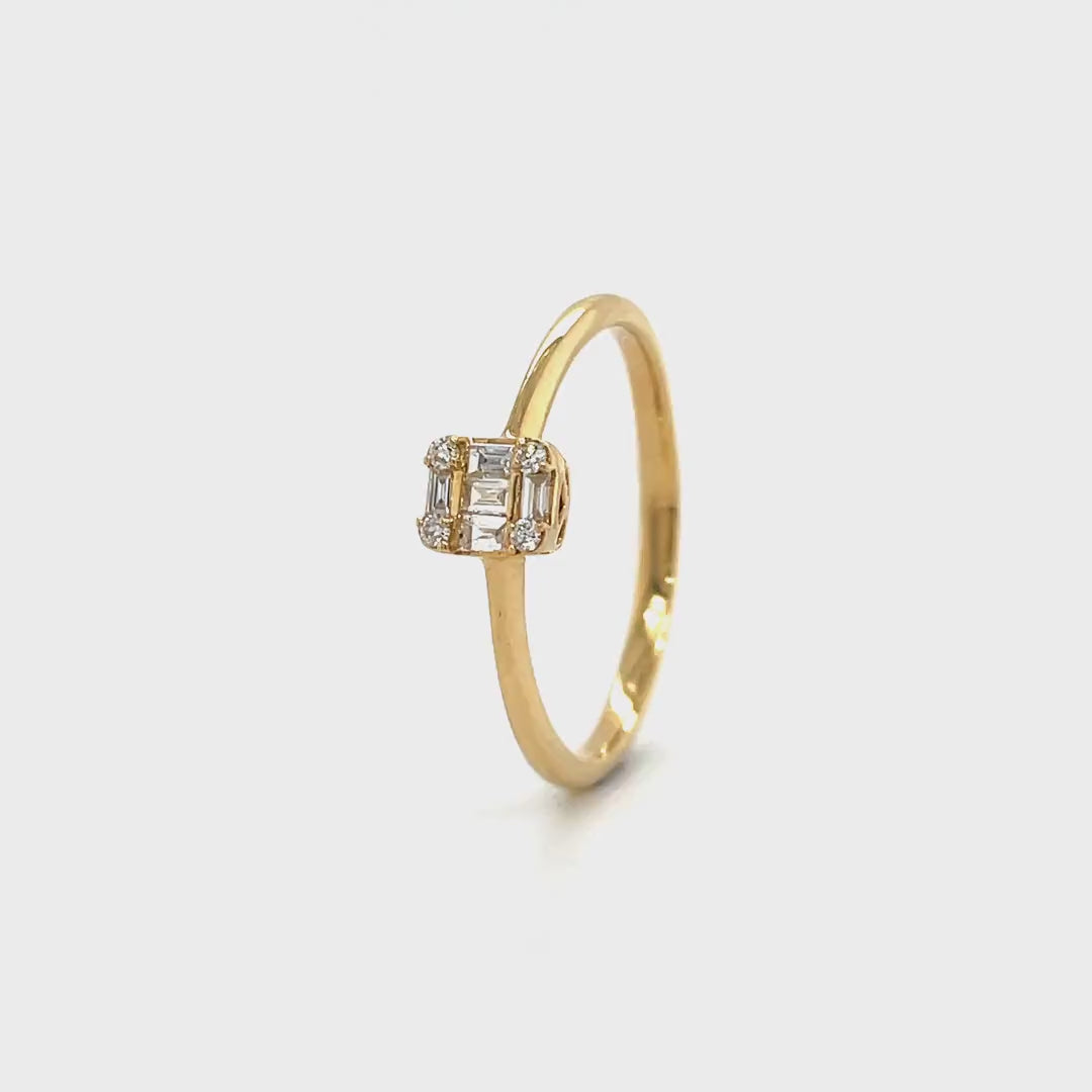 Square Baguette Diamond Ring in Yellow Gold Diamonds House