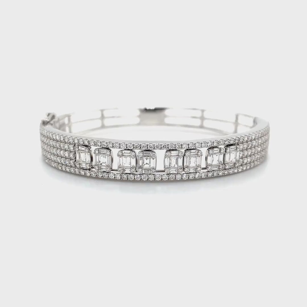 Bold Pavé and Baguette Diamond Clusters Bangle Diamonds House