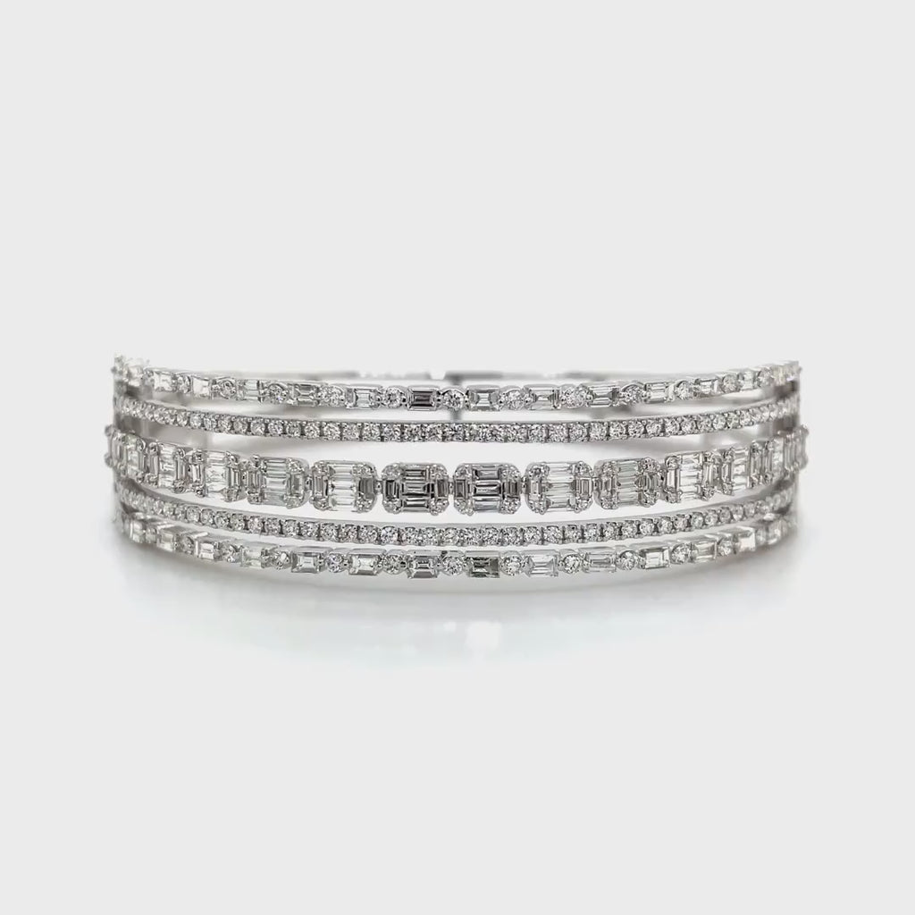 Multi-Row Diamond Bangle with Baguettes Diamonds House