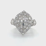 Teardrop Baguette Cluster and Round Diamonds Halo Ring Diamonds House