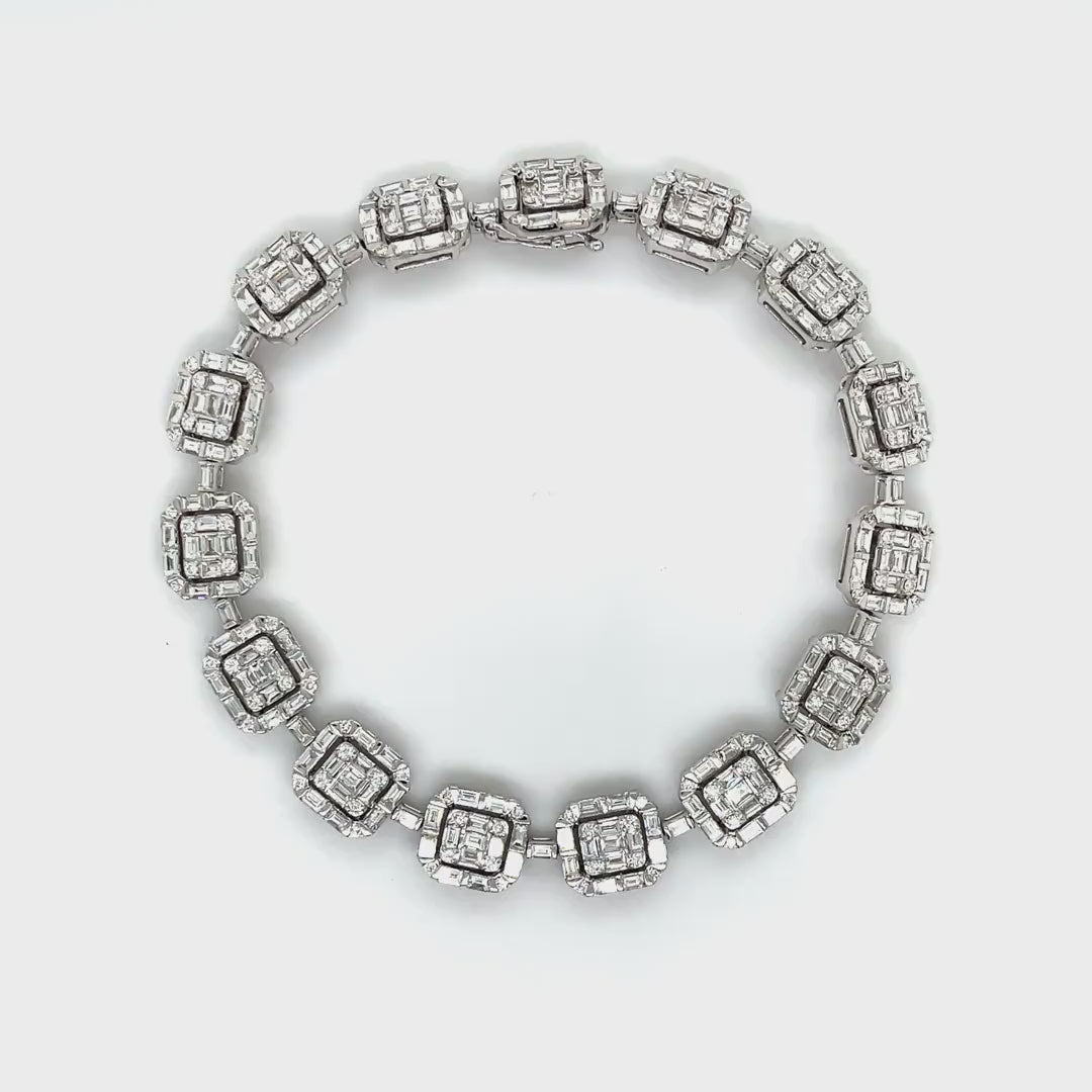 Bold Clustered Baguette Diamond with Halos Bracelet Diamonds House