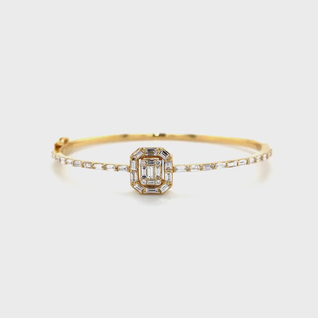 Half Eternity Halo Square Baguette Diamond Sleek Bangle Diamonds House