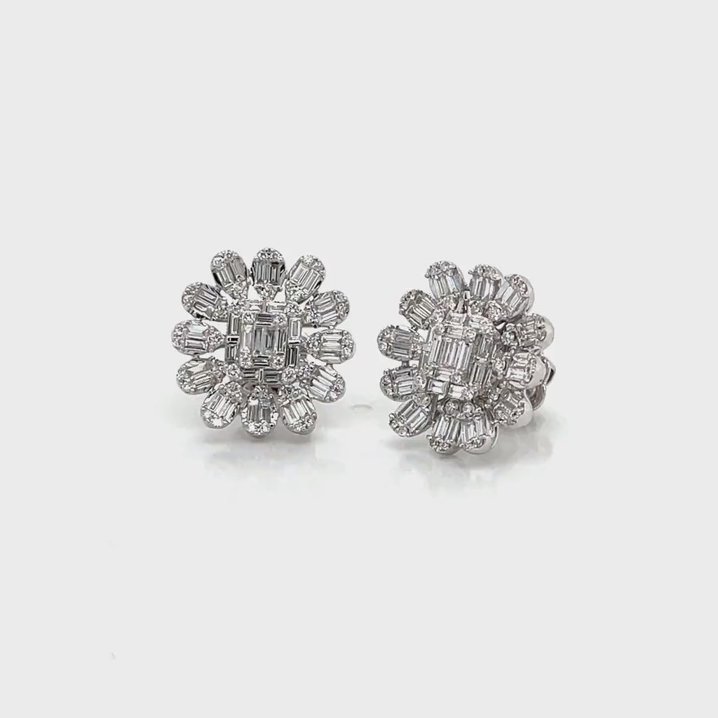 Classical Diamond Flower Stud Earrings Diamonds House