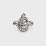 Teardrop Baguette and Round Diamonds Halo Ring Diamonds House