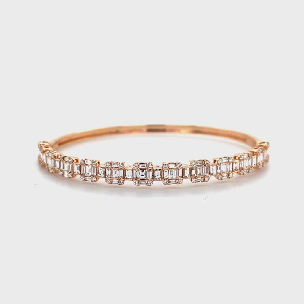 Square Baguette Diamond Clusters Bangle in Rose Gold Diamonds House