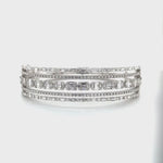 Multi-Row Diamond Bangle with Round and Baguette Clusters Diamonds House