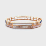 Two-Row Geometric Mother of Pearl and Diamond Bangle Diamonds House